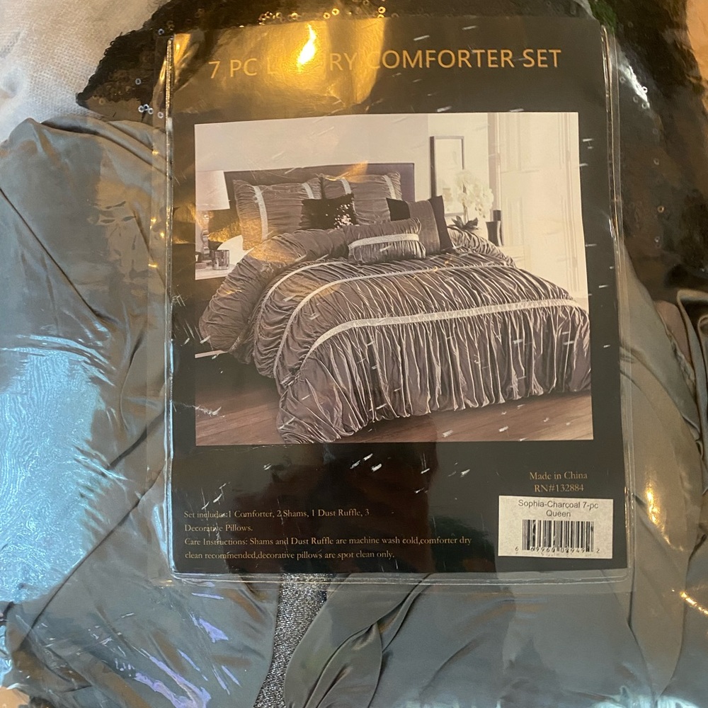 Sophia charcoal 7pc comforter set